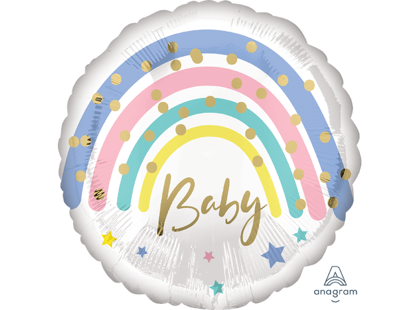 Pastel Rainbow Baby 1 Folieballong - Rund - 18" (43cm)