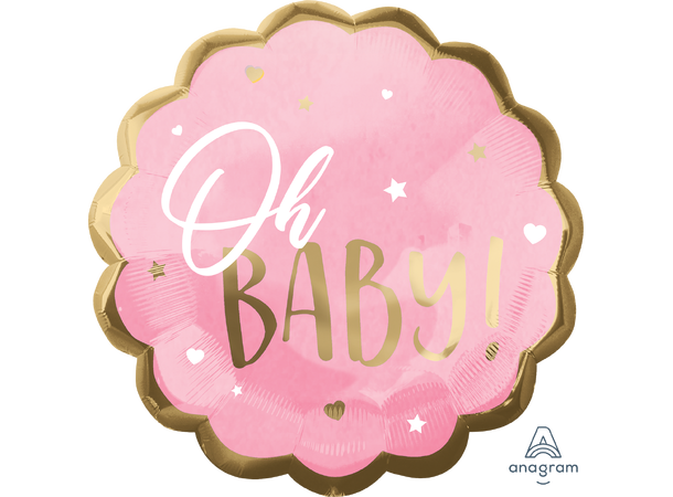 Pink Baby Girl 1 Stor folieballong med form 55x55cm