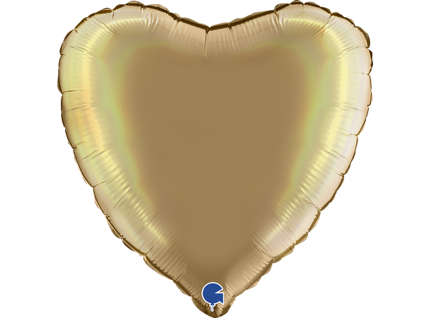 Rainbow Holographic - Platinum Champagne 1 Folieballong - Hjerte - 18" (43cm)
