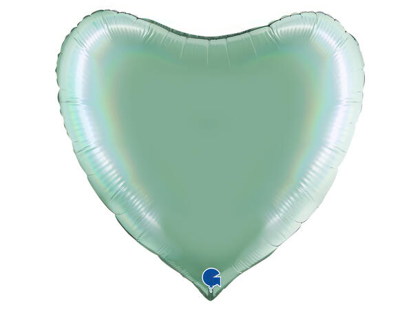 Rainbow Holographic - Platinum Tiffany 1 Folieballong - Hjerte - 36" (91cm)