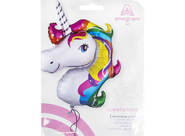 Rainbow Unicorn 1 Stor folieballong med form - 83x73cm