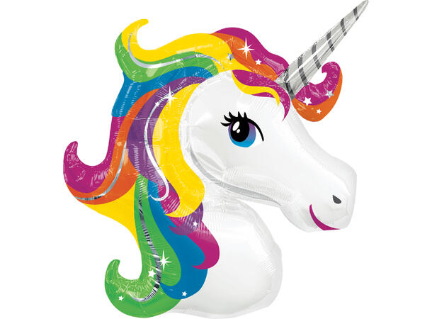 Rainbow Unicorn 1 Stor folieballong med form - 83x73cm