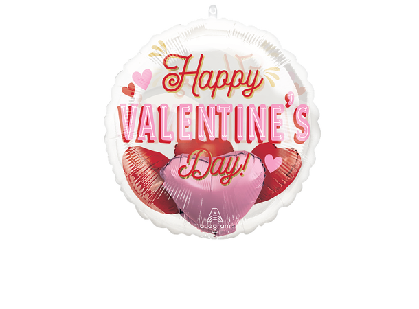 Retro Valentine's Day Hearts 1 Folieballong med småballonger - 43cm