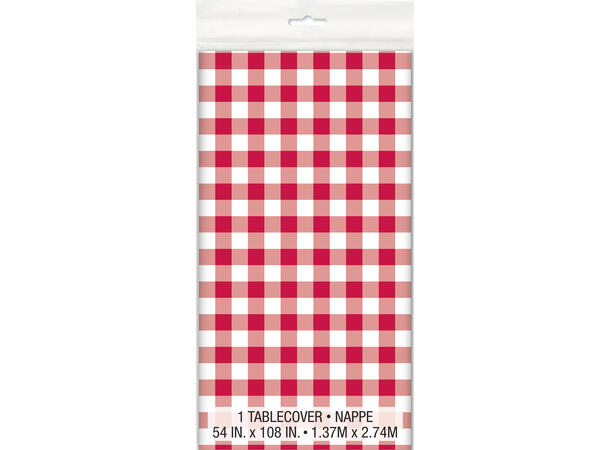 Røde Ruter 1 Plastikkduk firkantet - 137x274cm