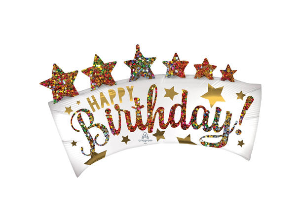 Satin Happy Birthday - Glitter Banner 1 Stor folieballong med form - 60x88cm