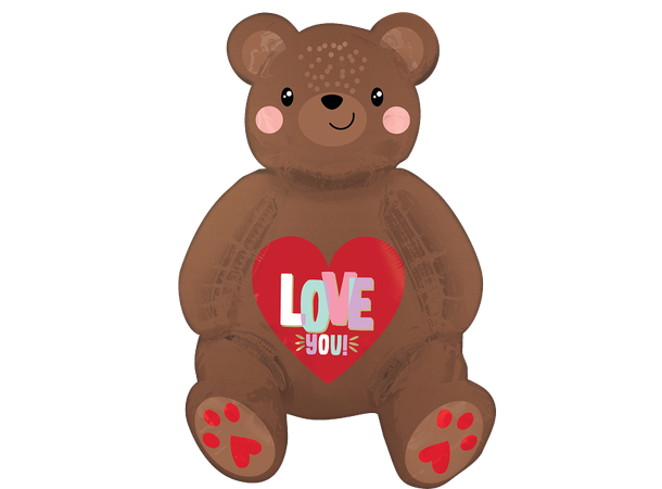 Satin Love Bear Sitter 1 Folieballong med form - 43x50cm