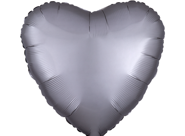 Satin Luxe® Platinum Heart 1 Folieballong - Hjerte - 18" (43cm)