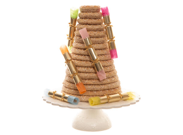 Smell Bon-Bon gull/ass farge m/sløyfe 6 stk 15 cm lange, med knall,vits & hatt 