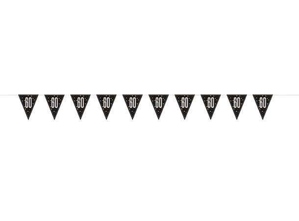 Sort & Sølv Glitz - #60 1 Flaggbanner i plast - 2,9m