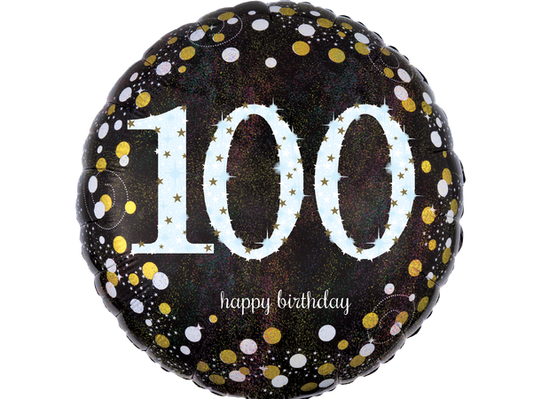 Sparkling Birthday 100 1 Folieballong - Rund - 19" (45cm)