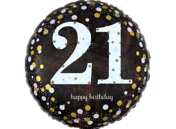 Sparkling Birthday 21 1 Folieballong - Rund - 19" (45cm)