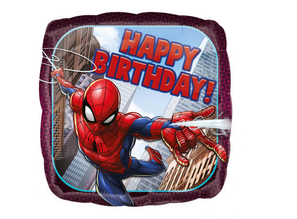 Spider-Man - Happy Birthday 1 Folieballong - Firkantet - 18" (43cm)