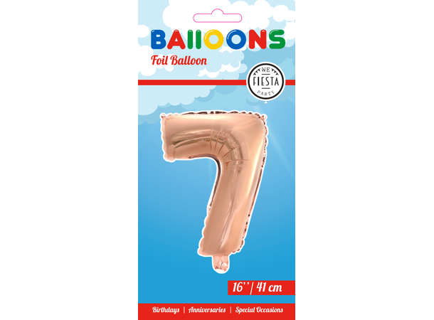 Tallballong # 7 - Rosegull 1 Folieballong - 41cm (16")