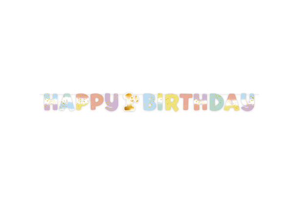 1st Birthday Rainbow 1 Bokstavbanner i papir - 180x15cm