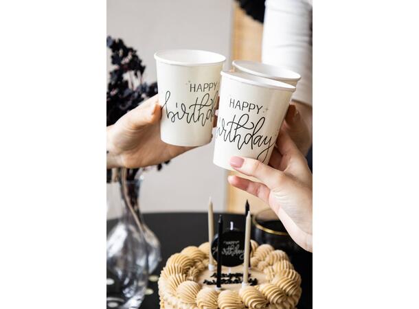 Creme Noir - "Happy Birthday" 8 Kopper i papir - 2,5dl 