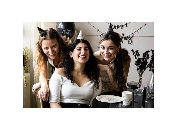 Creme Noir - "Happy Birthday" 8 Kopper i papir - 2,5dl 