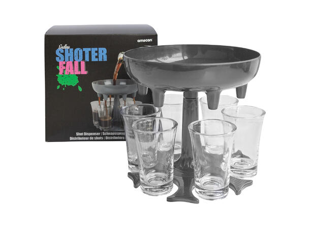 Drikkelek - Shot dispenser 1 Dispenser og 6 shotteglass i plast