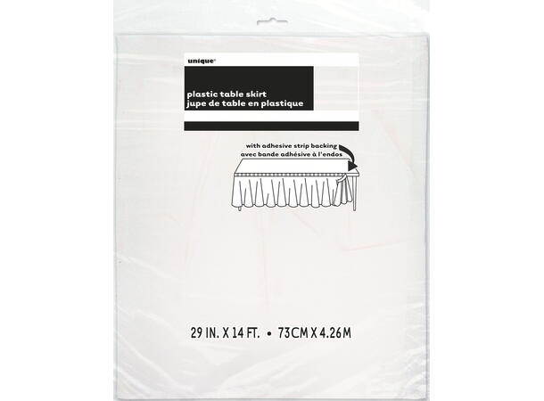 Ensfarget - Hvit 1 Bordskjørt i plast - 75x430cm