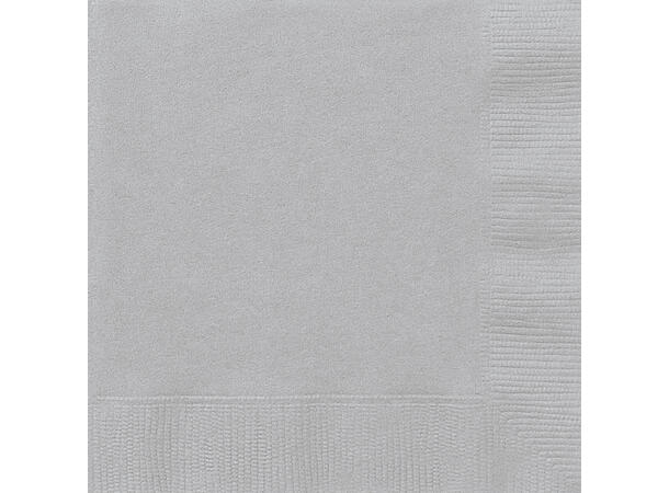 Ensfarget Sølv 20 Drikkeservietter - 25x25cm