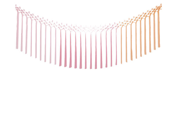 Fersken, og rosa - Macrame dekorasjon 1 Papirdekorasjon - 1,8m