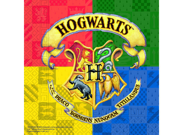 Harry Potter Hogwarts Houses 20 Tolags papirservietter - 33x33cm