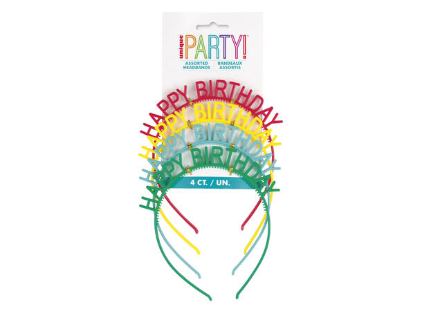 Hårbånd - Happy Birthday - flere farger 4 Tiaraer - Onesize