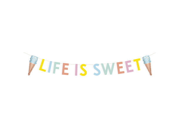 Pastel Ice Cream - "Life is Sweet" 1 Bokstavbanner med mini folieballonger