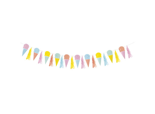 Pastel Ice Cream 1 Papirgirlander med tassels - 1,83m