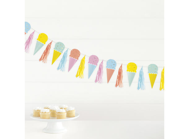 Pastel Ice Cream 1 Papirgirlander med tassels - 1,83m