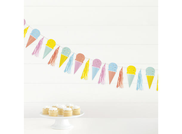 Pastel Ice Cream 1 Papirgirlander med tassels - 1,83m