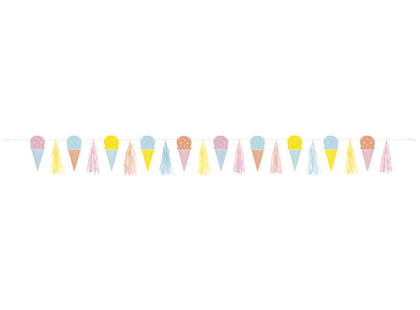 Pastel Ice Cream 1 Papirgirlander med tassels - 1,83m