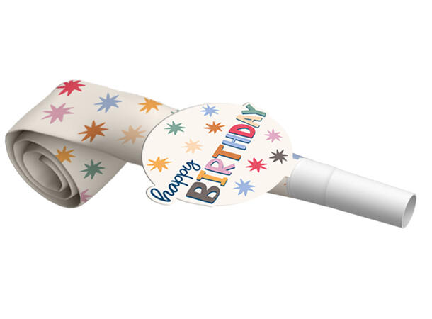 Star Burst - "Happy Birthday" 6 Festfløyter i papir