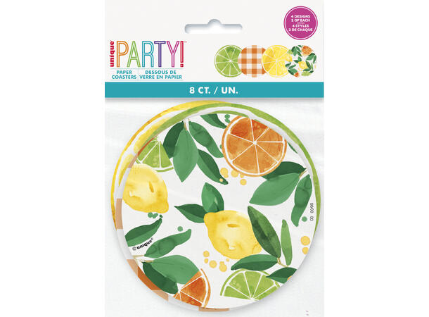Summer Citrus 8 Drikkebrikker i papp 
