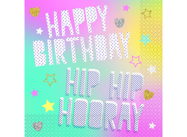 Unicorn - "Happy Birthday" 16 Lunchservietter - 33x33cm
