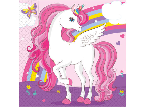 Unicorn Rainbow Colors 20 lunsjservietter - 33x33cm
