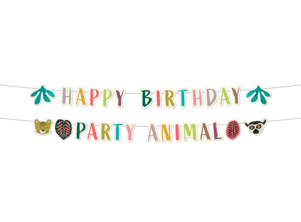Zoo Party - Happy Birthday" 1 Bokstavbanner i 2 deler i papir - 1,5m