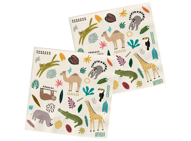 Zoo Party 20 Lunsjservietter - 33x33cm