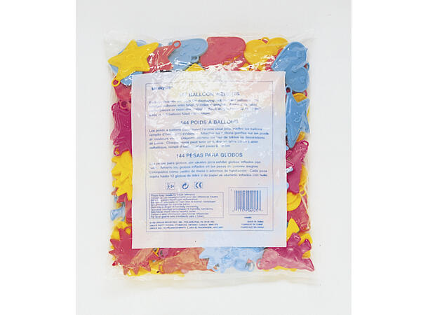 Ballongvekter - Plast - Assortert 144 Ballongvekter p plast - 6-7g