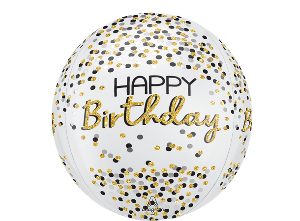 Black Silver Gold Birthday 1 Ballongball - ORBZ - 38x40cm 
