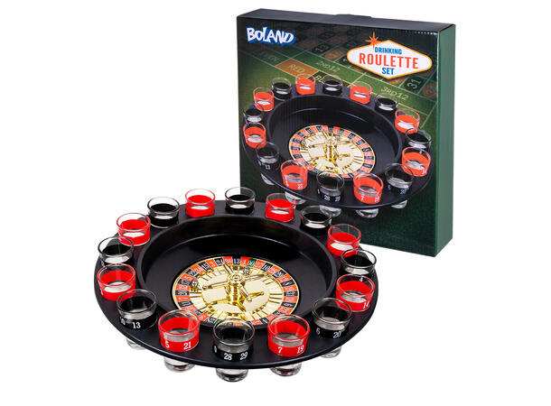 Drikkelek Rulett Rulett 30cm, 16 shotteglass, 2 baller 