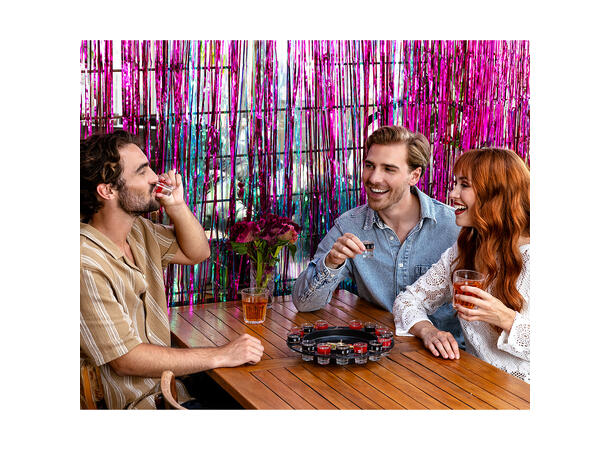 Drikkelek Rulett Rulett 30cm, 16 shotteglass, 2 baller 