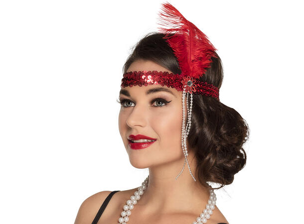 Gatsby Hodebånd m/fjær - Rød 1 Hodebånd