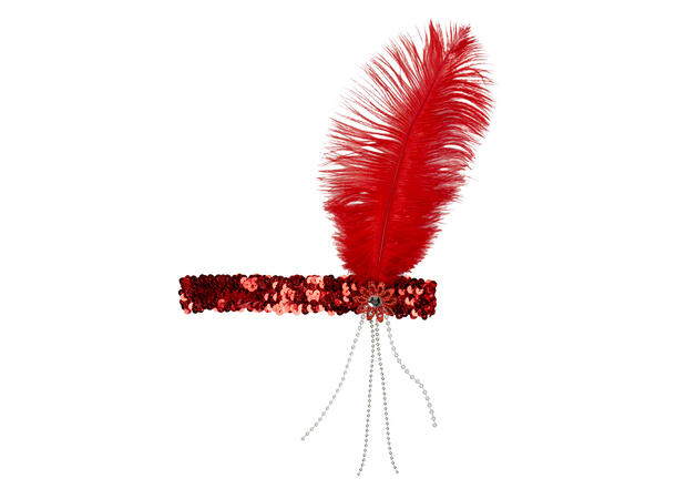 Gatsby Hodebånd m/fjær - Rød 1 Hodebånd