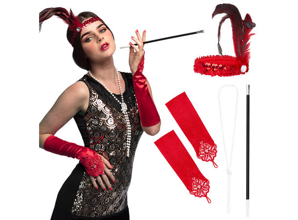 Gatsby Rød - Utkledningssett 1 sett - 4 deler