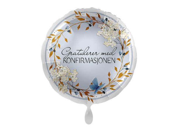Gratulerer med konfirmajsonen - Blå 1 Folieballong rund - 17" - (43cm) 