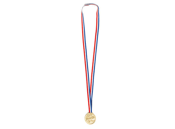 Gullmedaljer - WINNER 6 gullmedaljer i plast m snor - 3,5cm 