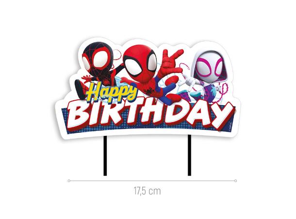 Kaketopp - Spidey 1 Kaletopp på pinner i papir - 17,5cm 