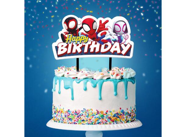 Kaketopp - Spidey 1 Kaletopp på pinner i papir - 17,5cm 