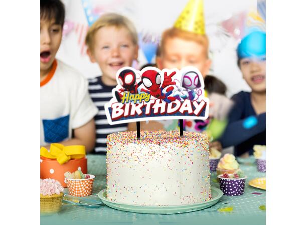 Kaketopp - Spidey 1 Kaletopp på pinner i papir - 17,5cm 