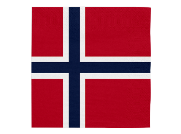 Norsk flagg - 3-lags servietter 20 Lunsjservietter - 33x33cm 